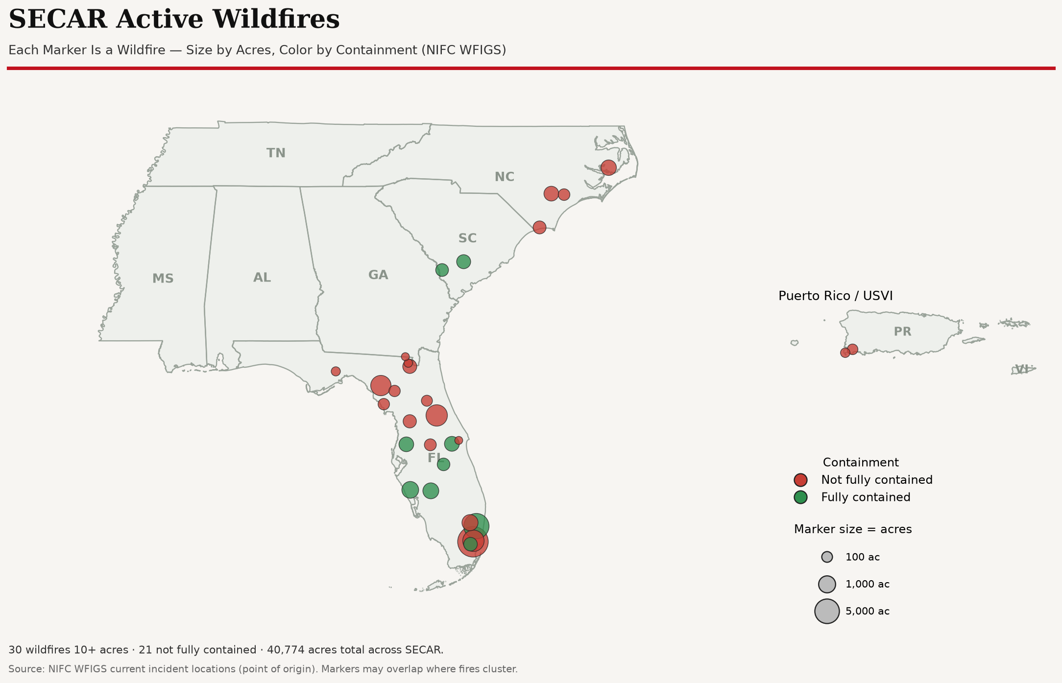SECAR active wildfire map