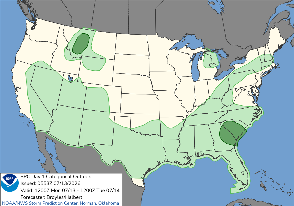 SPC Day 1 Convective Outlook map
