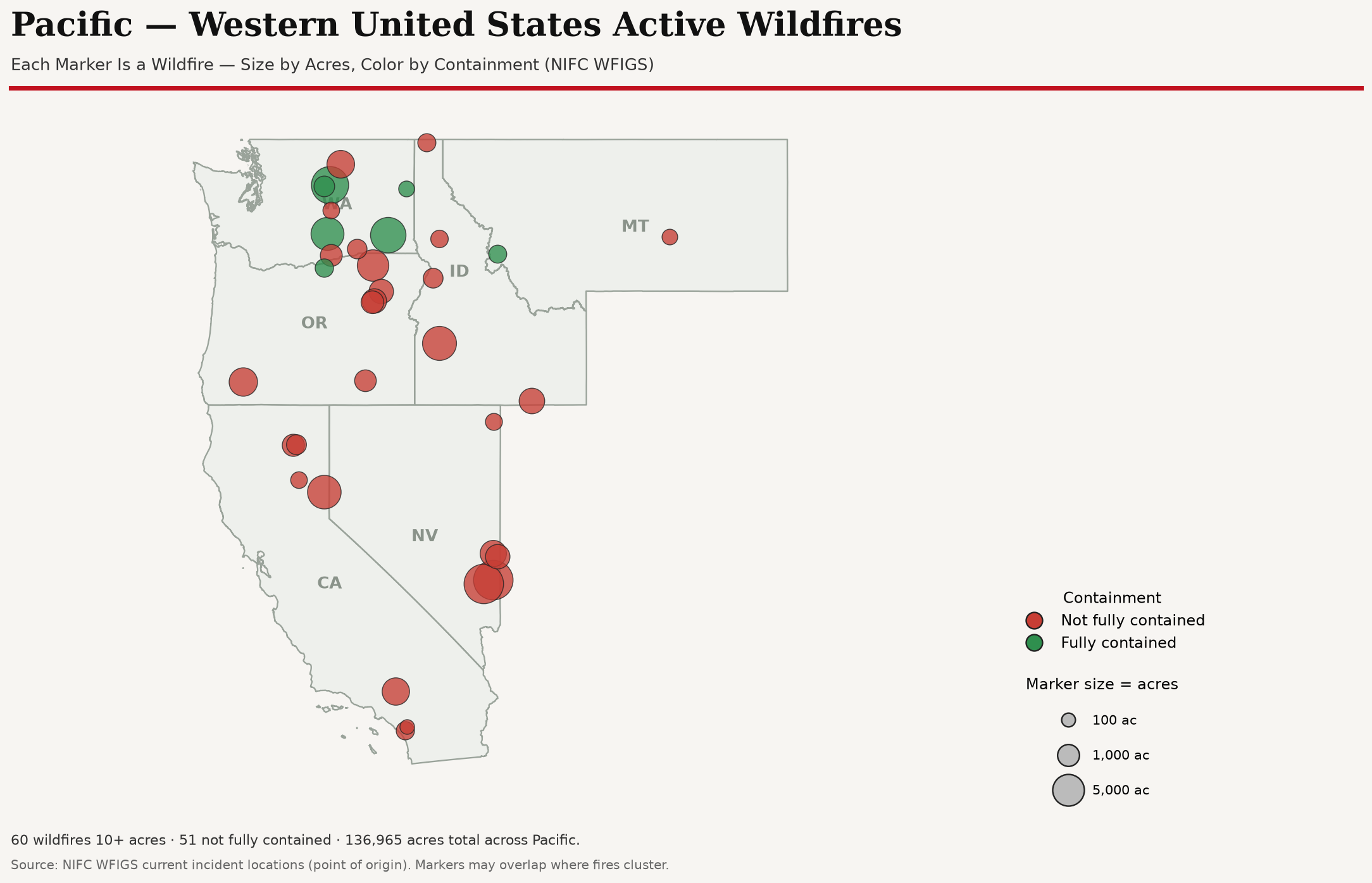 Pacific active wildfire map