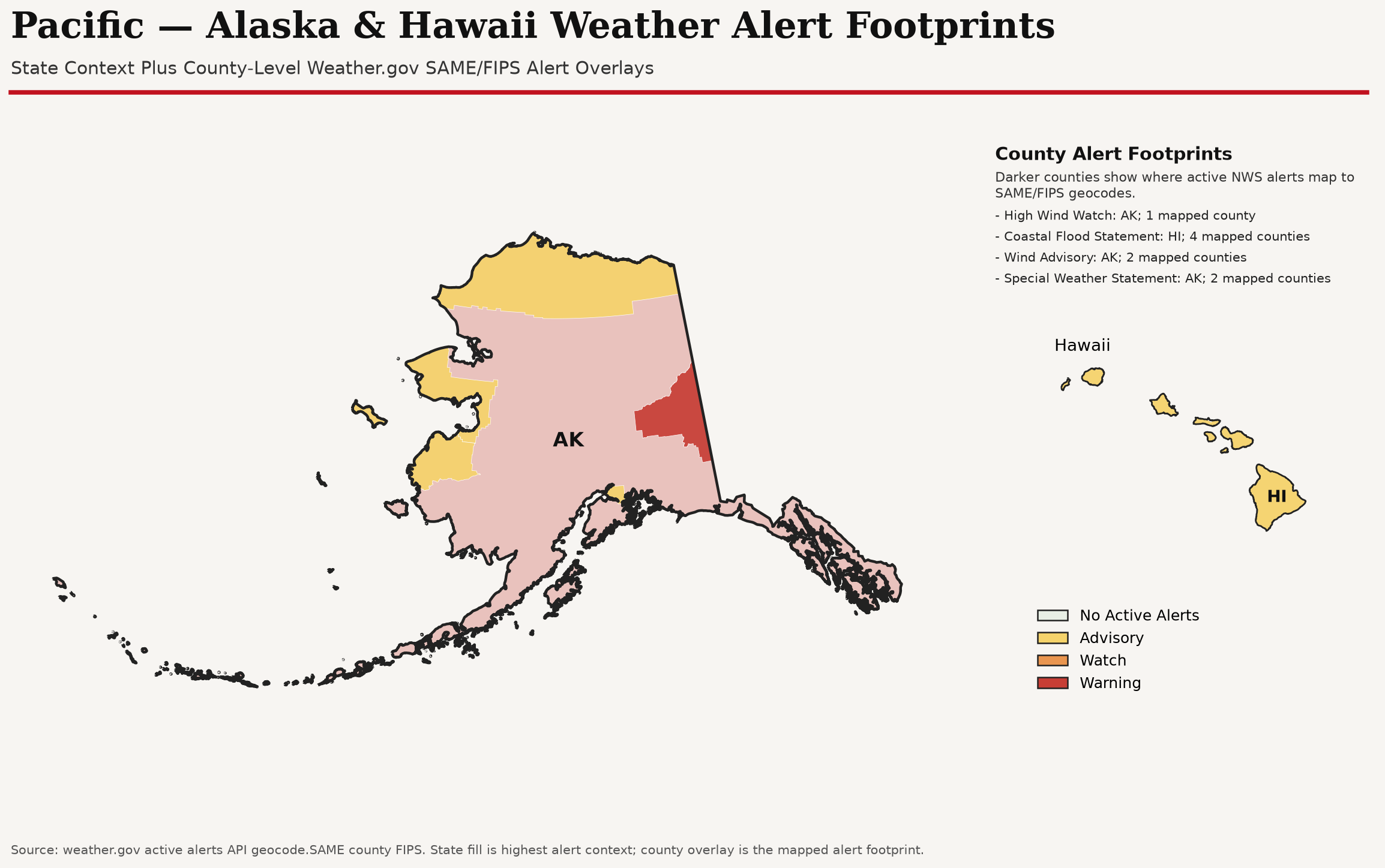 Pacific weather alert overview map