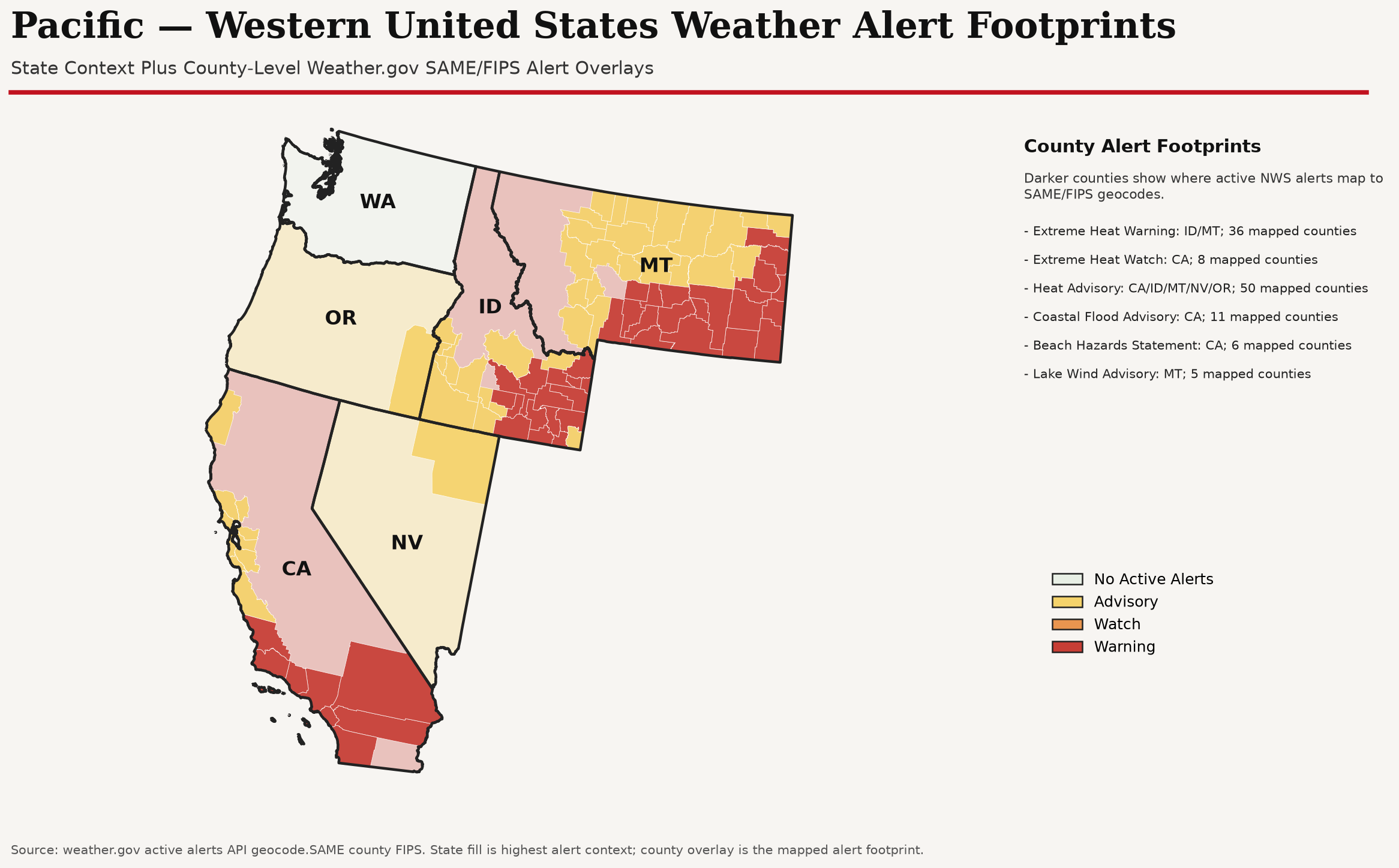 Pacific weather alert overview map