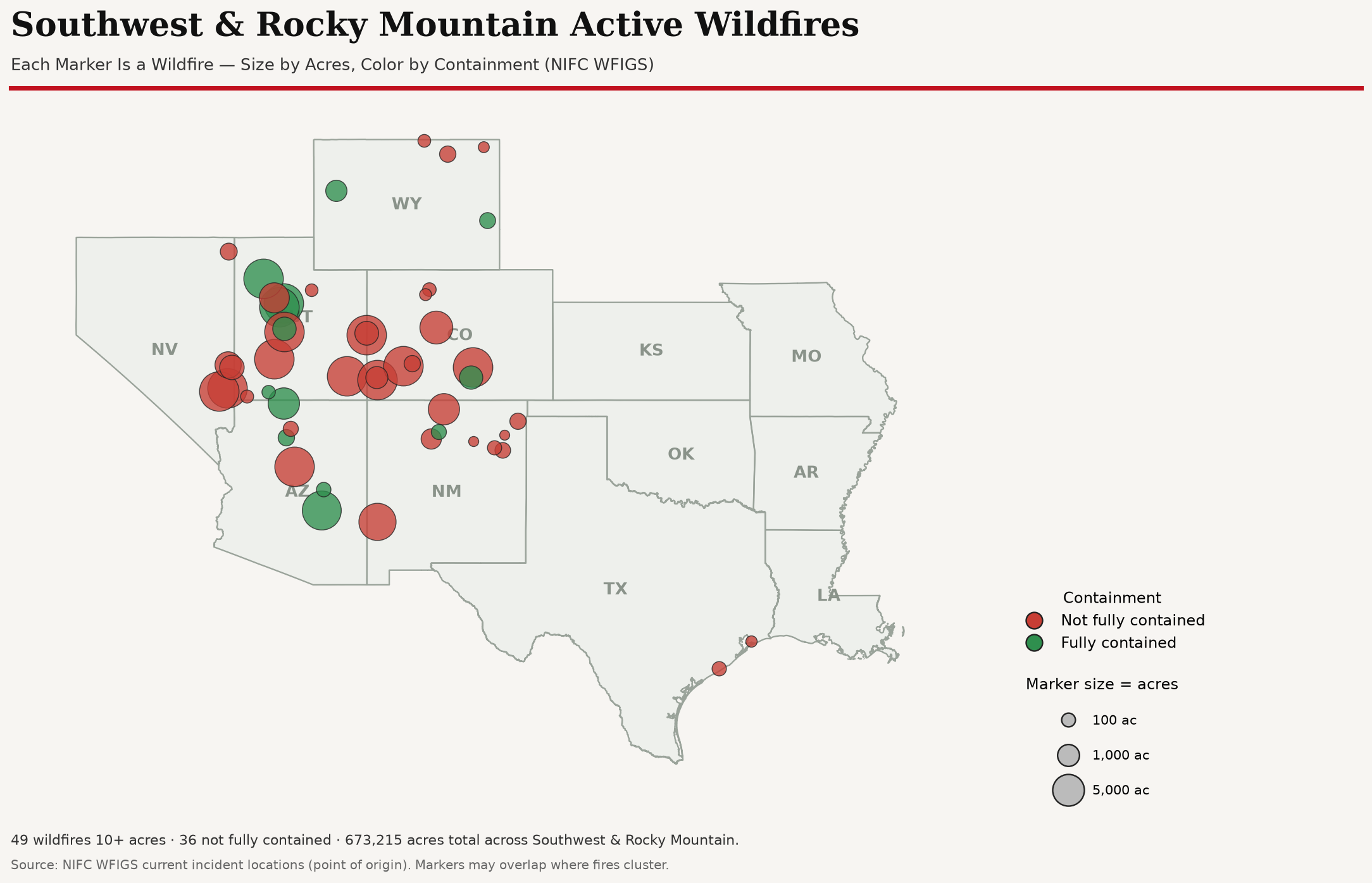 Southwest & Rocky Mountain active wildfire map